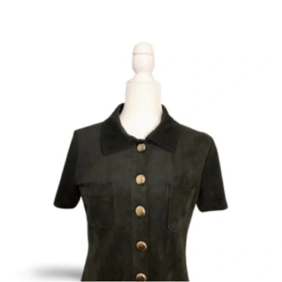 Tommy Hilfiger Black Faux Suede Short Sleeve Dress - Size 8 - Picture 5 of 9